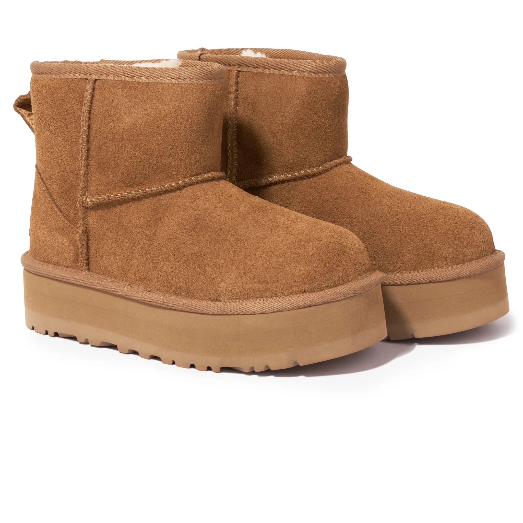 Front Side View of UGG Classic Mini Platform Girls Brown Boots UGGA3022154234